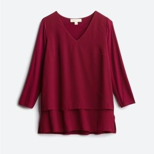 Michael Kors Sariyah mix material blouse Burgandy, size M